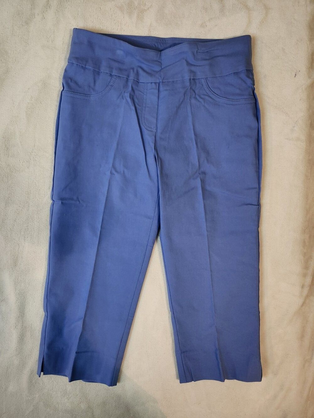Ruby Rd Petite Size 4P Blue Crop Capri Pants Stretch Pull On New With Tags